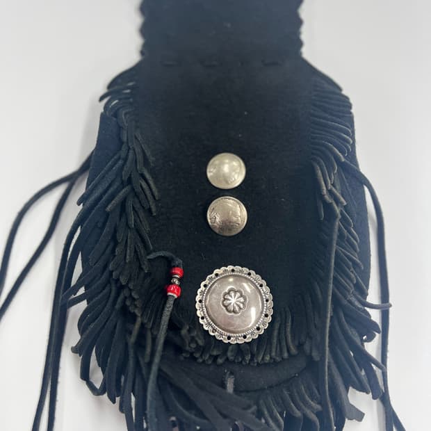 GOROS 고로스 블랙 스웨이드 플라워콘초 웨이스트백