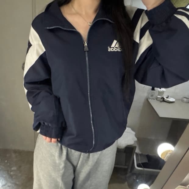 아디다스 삼선로고 배색 바람막이 💙🤍