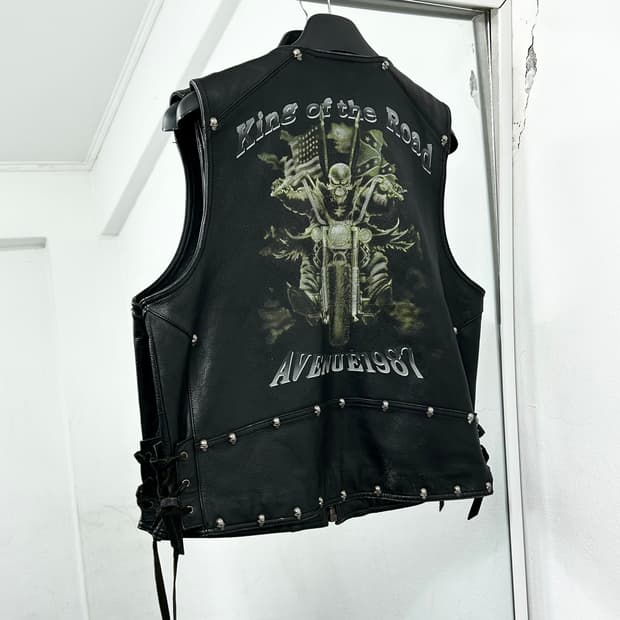 80s AVENUE 소가죽 스컬 모터사이클 베스트