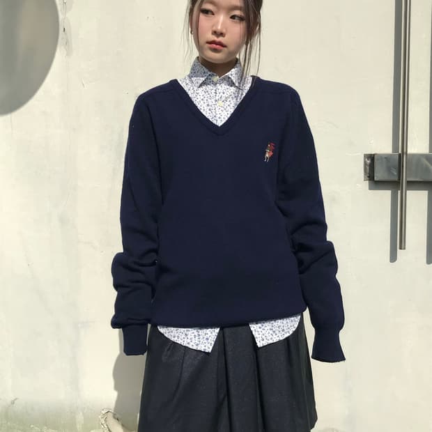 블루 플로럴 셔츠 