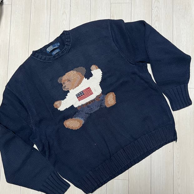 90s폴로랄프로렌성조기베어니트네이비XL