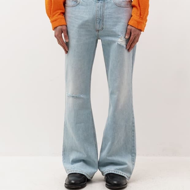 Erl 디스트레스드 플레어 데님 팬츠 L