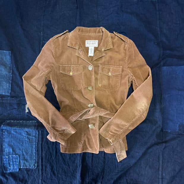 폴로진 코듀로이 벨티드 자켓 S