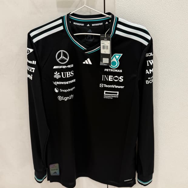 F1 메르세데스 어센틱 팀 유니폼 긴팔 티셔츠 L