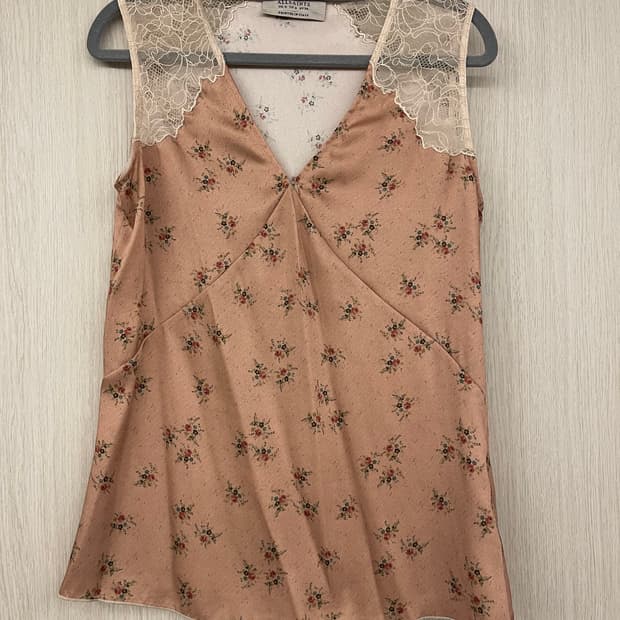 AllSaints 올세인츠 핑크 플라워 레이스 슬립 나시