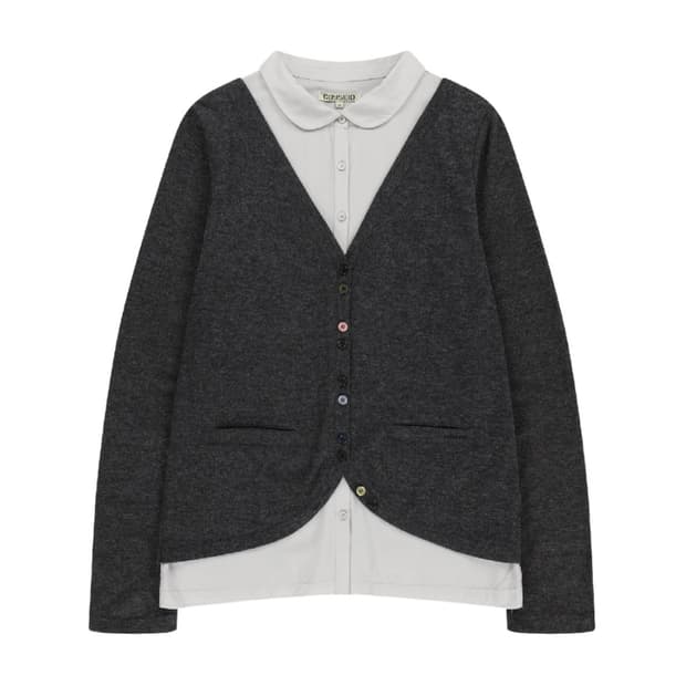 (1 2) 코이세이오 레이어드 셔츠 가디건 다크 그레이