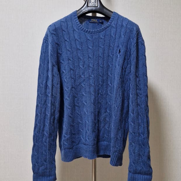 폴로 랄프로렌 케이블 니트 블루 XL 105-110