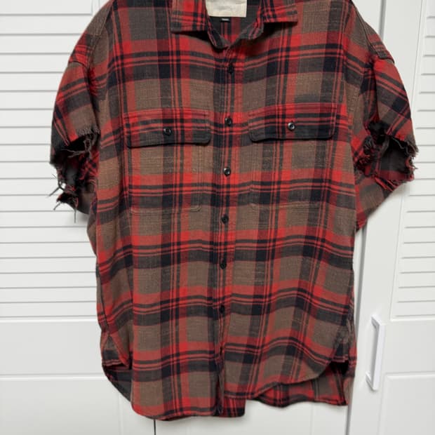 R13 알써틴 체크 패널 셔츠