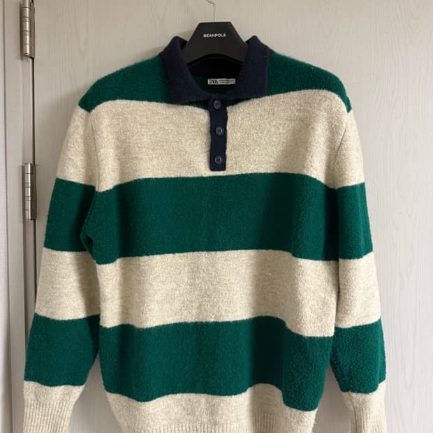 자라 스트라이프 카라넥 앙고라 니트 L 40