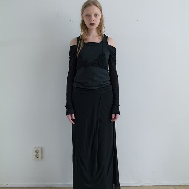 낫띵에브리띵 DRAPED DOUBLE LAYERED SKIRT 스커트