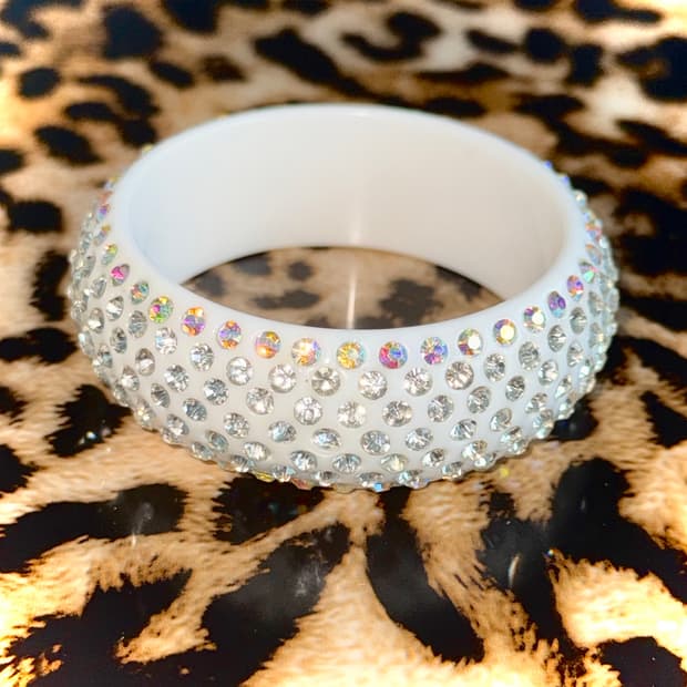 시부야 갸루 화이트 큐빅 뱅글 팔찌