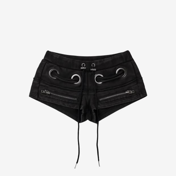 보니앤키예 Eyelet Short Pants (Washed Black)