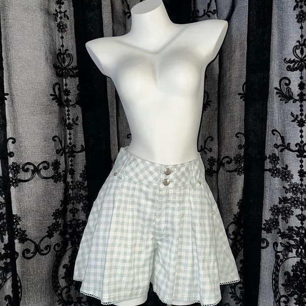 sky blue gingham culottes