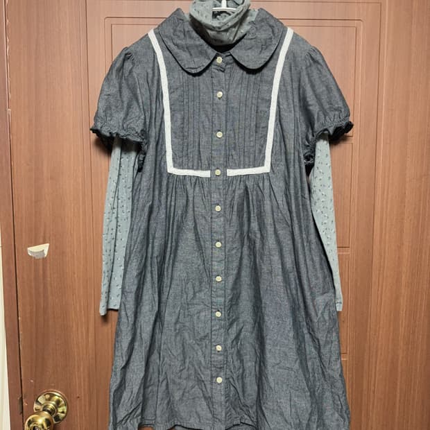 모리걸 하구미 일본 빈티지 둥근카라 홍콩 블라우스 원피스 목폴라 세트