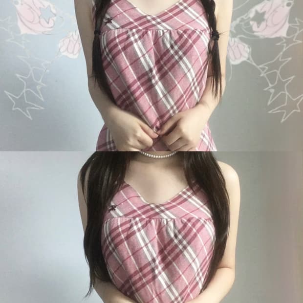 버버리 블루라벨 핑크 노바체크 원피스