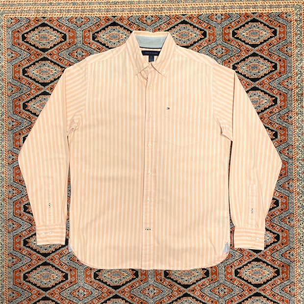 타미힐피거 오렌지 스트라이프 옥스퍼드셔츠 남성XS