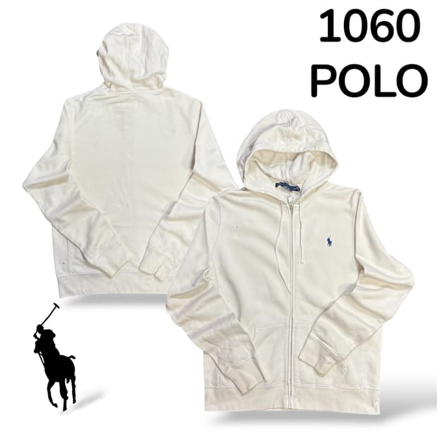 폴로 화이트 후드집업 L