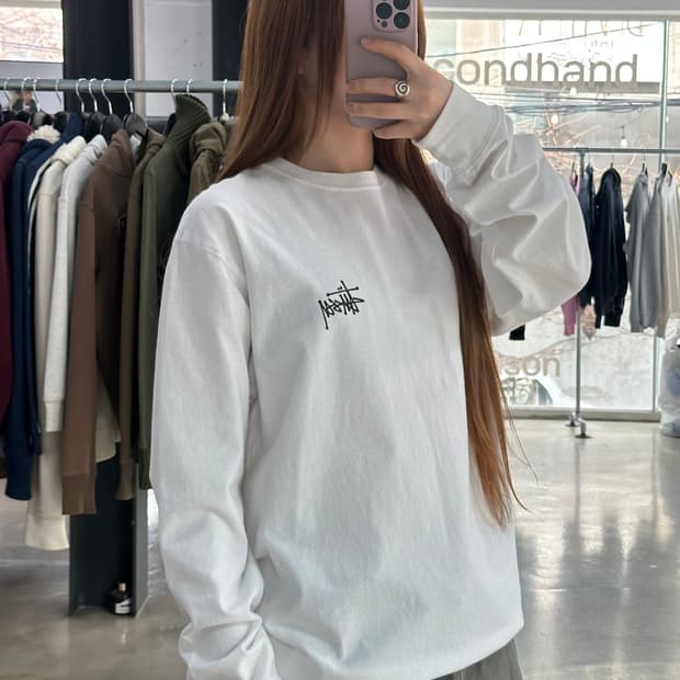 스투시 백로고 롱슬리브 긴팔티 화이트