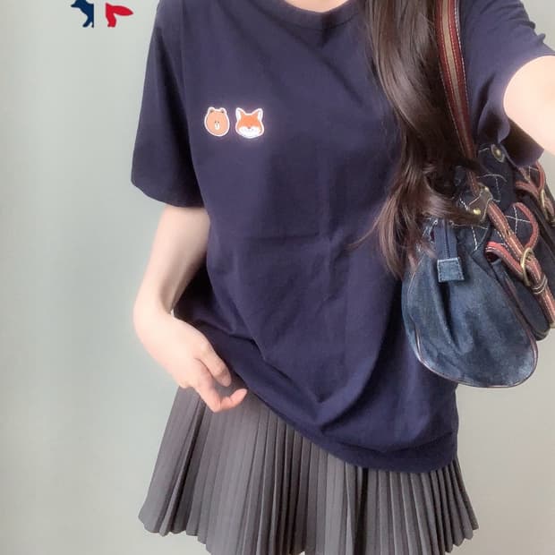 메종키츠네 X 라인프렌즈 반팔티