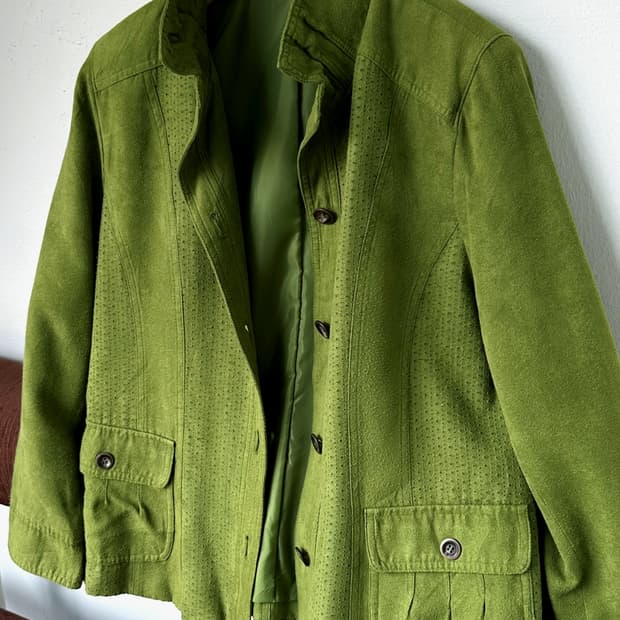Vegan suede over shoulder blouson