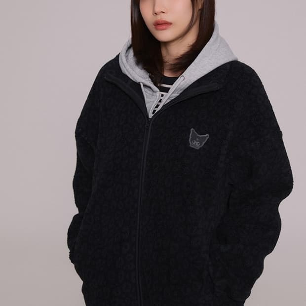 스파오 산리오 쿠로미 덤블 플리스 후리스 블랙 BLACK