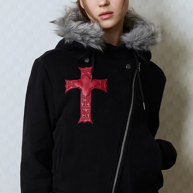 러브이즈트루 퍼 언발란스 후드집업