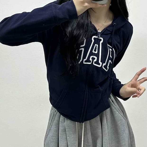 Gap 갭 네이비 폭닥 걸즈 스웻 후드집업 희귀져지(M)