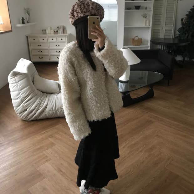 vintage ivory fur jacket