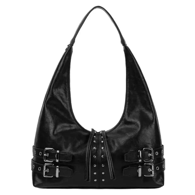 트리밍버드백 가방Double-Buckle Stud Shoulder Bag