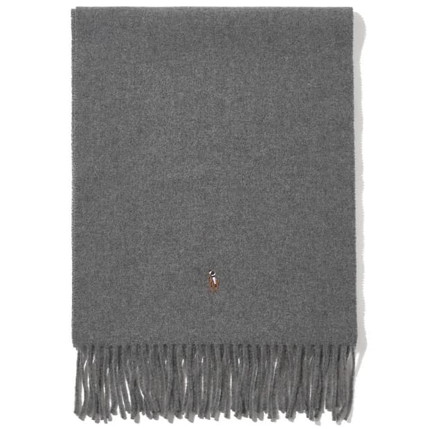폴로 프린지 버진 울 스카프 그레이