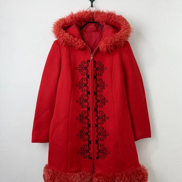 70s 영국 빈티지 퍼 트리밍 코트