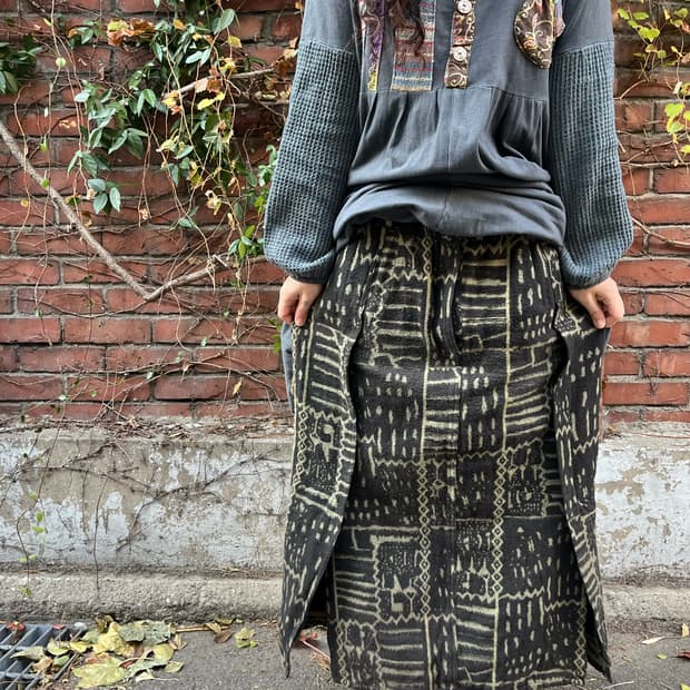 히피패턴 울 롱스커트