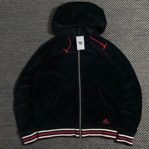 00s 아디다스 y2k 빈티지 벨벳 후드 트랙탑o 3706