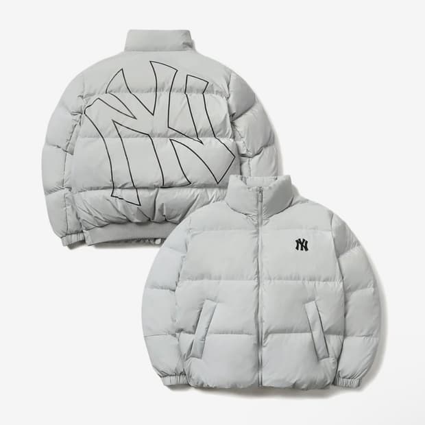 MLB 엠엘비 메가로고 덕다운 숏패딩 NY (그레이)