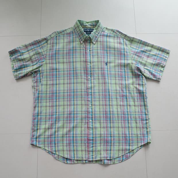 90s 폴로 랄프로렌 블레이크 체크 반팔 셔츠 XL