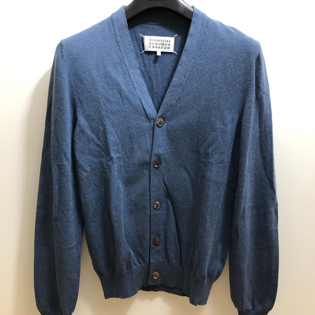 [S] 마르지엘라 엘보우 패치 코튼 가디건 블루