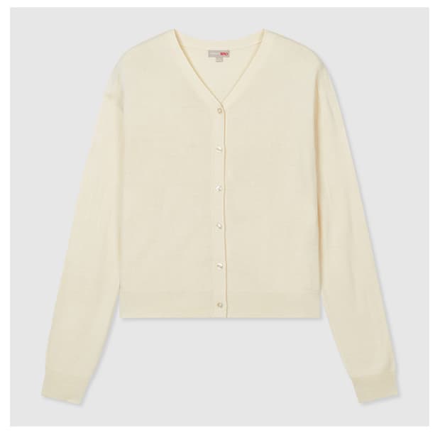 스파오 캐시라이크 V넥 브이넥 가디건 아이보리 L