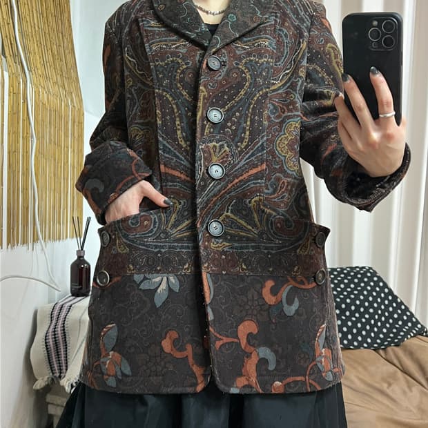 ETRO 에트로 빈티지 페이즐리 디테일 모직 블레이저 