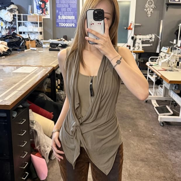 Karen Millen Draped Zip Tank Top