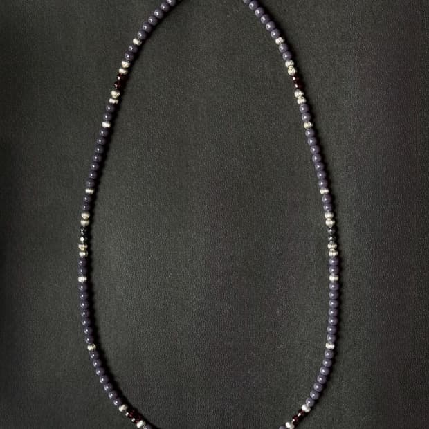 라오브젝트 PUPLE GRAY BEADS NECKLACE