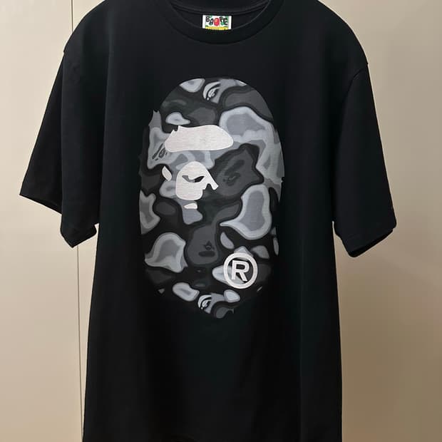 베이프 Liquid Camo Big Ape Head Tee Black