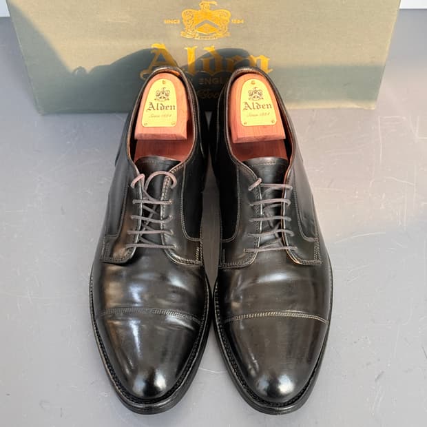 [10.5C] 알든 2161 블랙 코도반 스트레이트 팁 더비