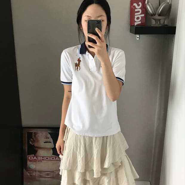 폴로 랄프로렌 빅포니로고 클럽 화이트 카라티