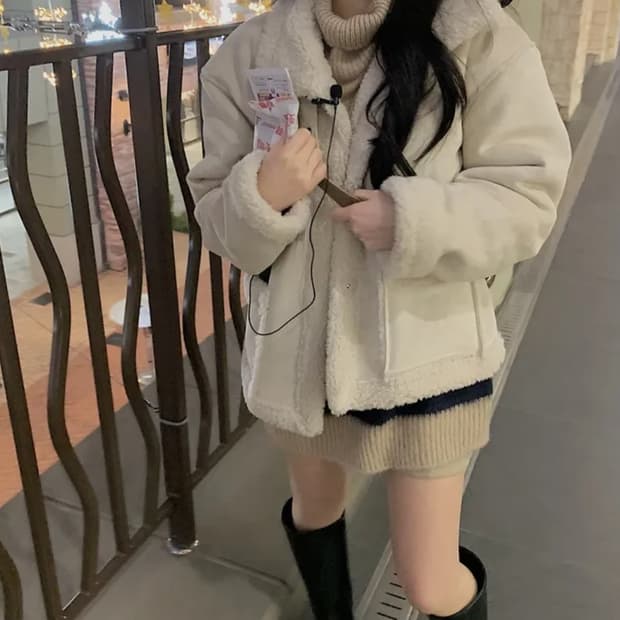 스웨이드 크림 무스탕 에덴 겨울 아우터
