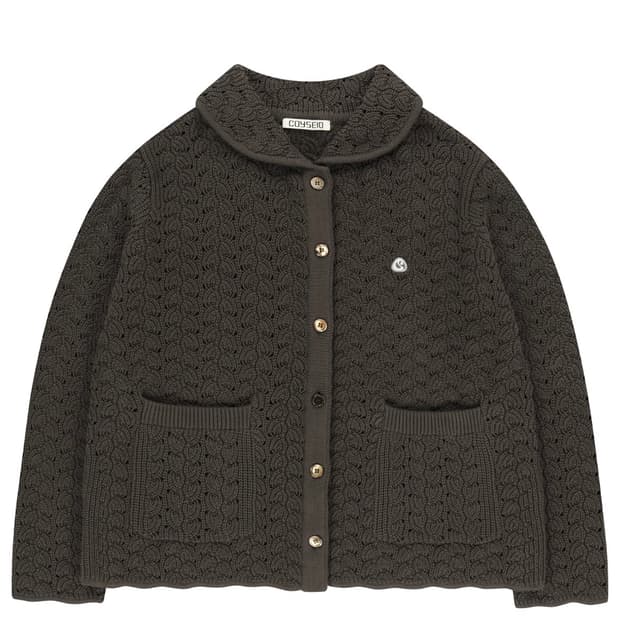 코이세이오 웨이브 니트 가디건 다크 브라은