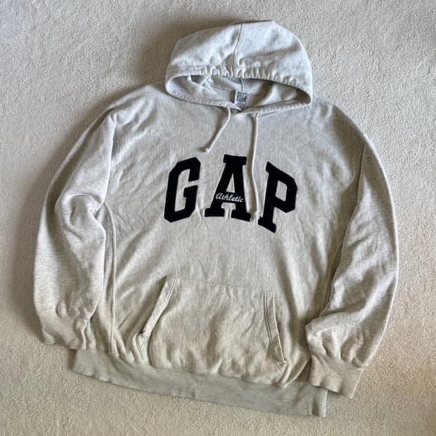 갭 GAP 애슬레틱 멜란지 오트밀 빅로고 오버핏 후드티