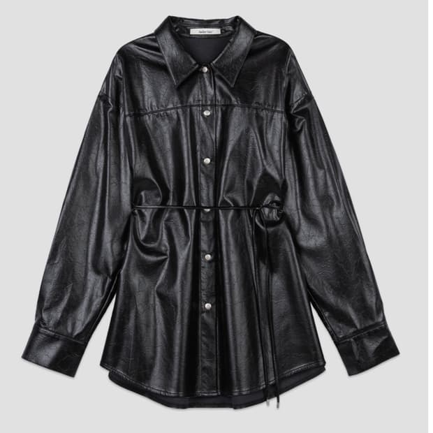 아틀리에나인 레더 셔츠 LEATHER BELTED SNAP BUTTON
