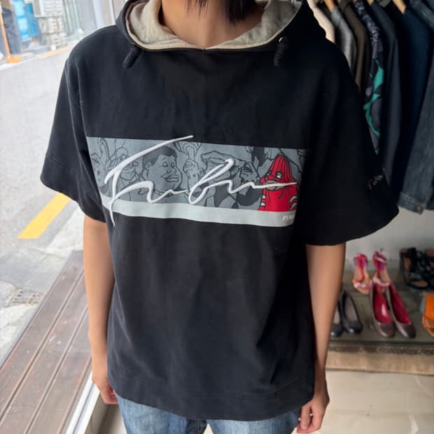 FUBU 레이어드 반팔 후드 티셔츠 M