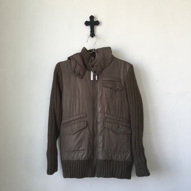 khaki high neck jacket