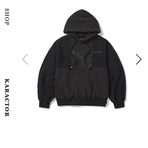 카락터 후드티 Grid Hoodie / Washed Black